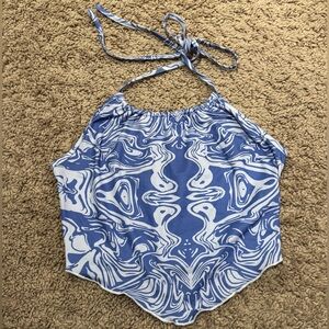 Periwinkle and White Patterned Top